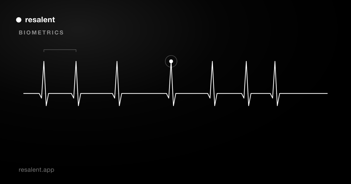 A heart-rate-variability waveform with varying intervals between beats